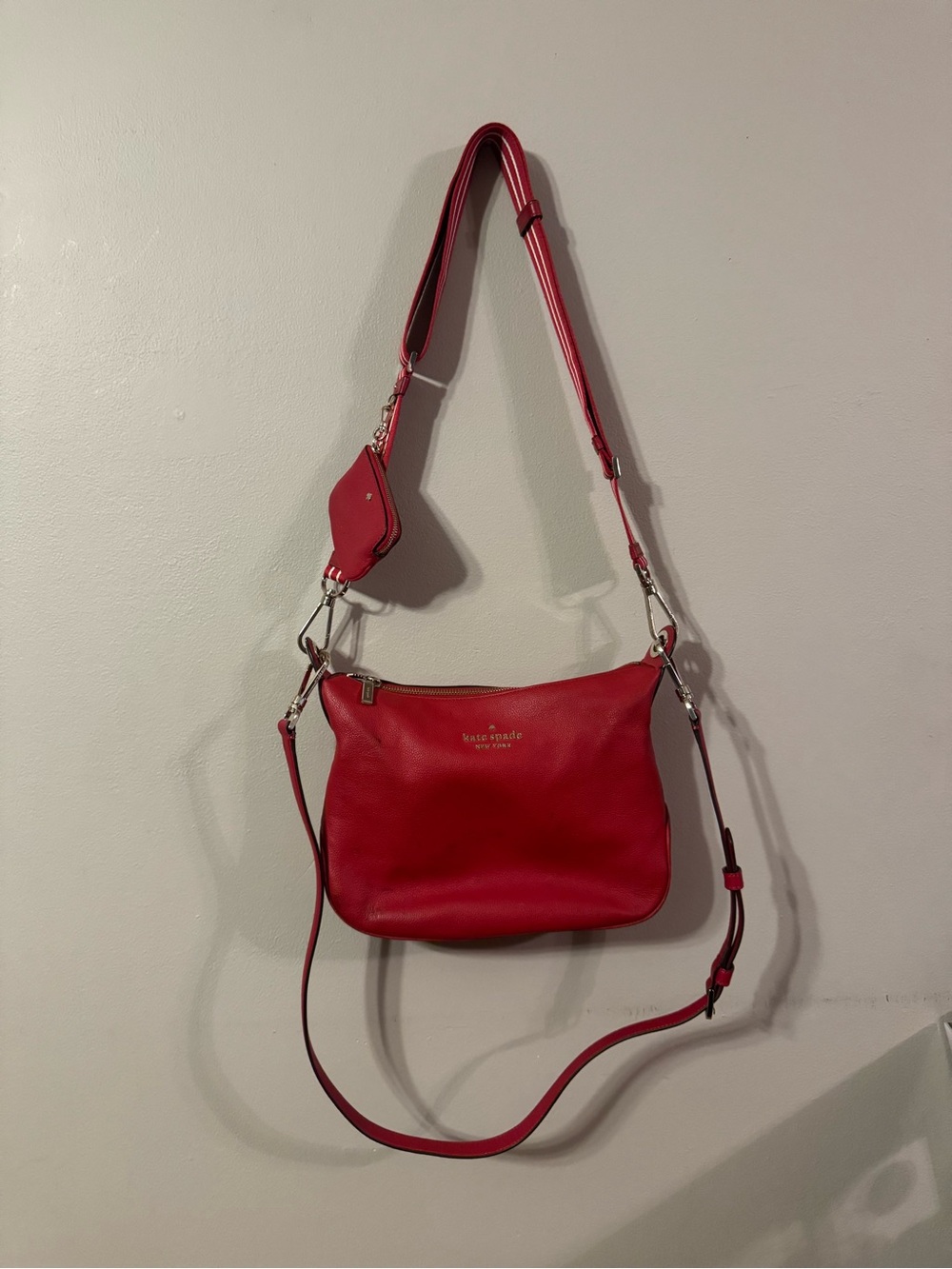 kate spade Red Leather Shoulder Bag with Adjustable Strap